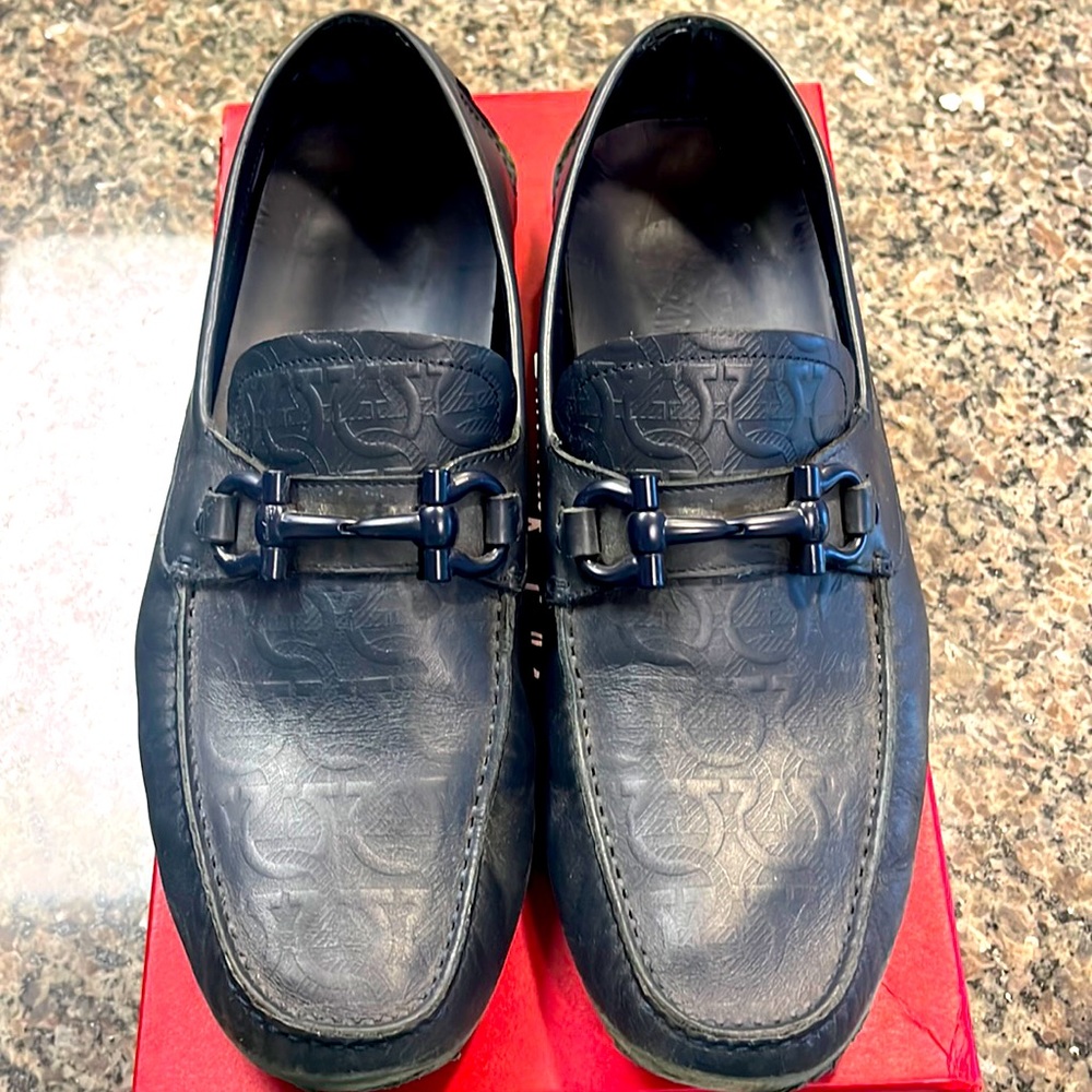 Salvatore Ferragamo Size 11 1/2 Navy Calf Loafers